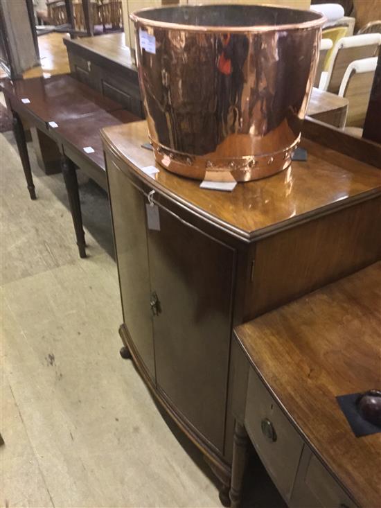 Reproduction walnut bow-fronted press cupboard